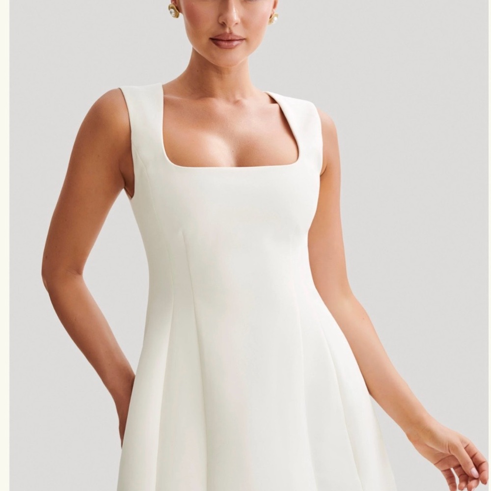 Meshki White Square Neck Mini Dress